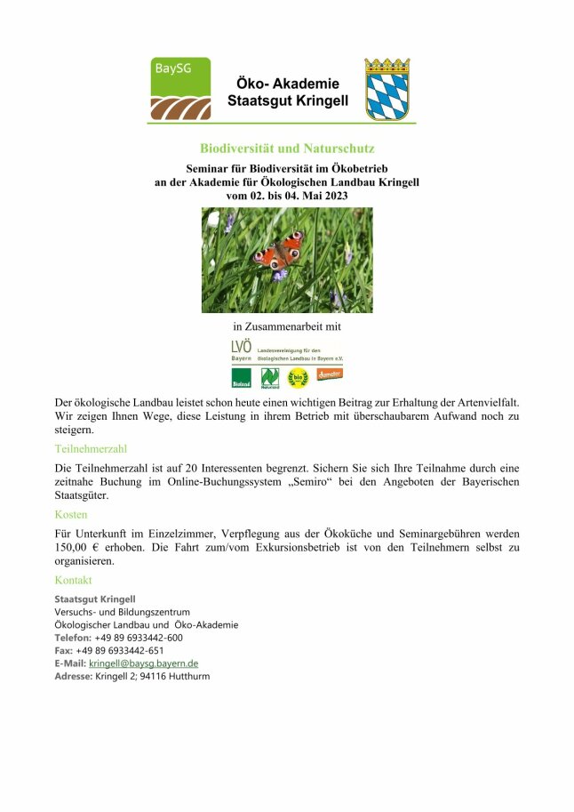 Seminar für Biodiversität und Naturschutz